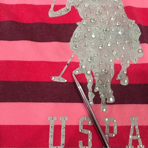 U.S. Polo ASSN Girls Sz 6X Shirt Multicolored Stripe Logo‎ Print Long Sleeve Tee - Picture 6 of 10